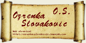 Ozrenka Slovaković vizit kartica